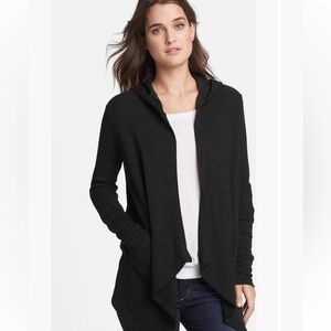 Splendid Draped Thermal Black Hooded Sweater Sz Large Y2K Momcore